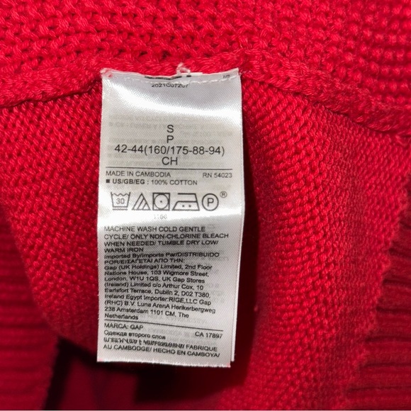 GAP 100% cotton Cable Knit Red Sweater - Picture 6 of 11
